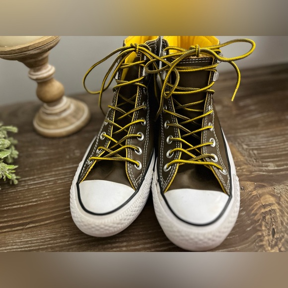 Converse Chuck Taylor City Hiker Leather High Top Sneakers Brown Yellow Sz 7M 9W - Picture 6 of 16